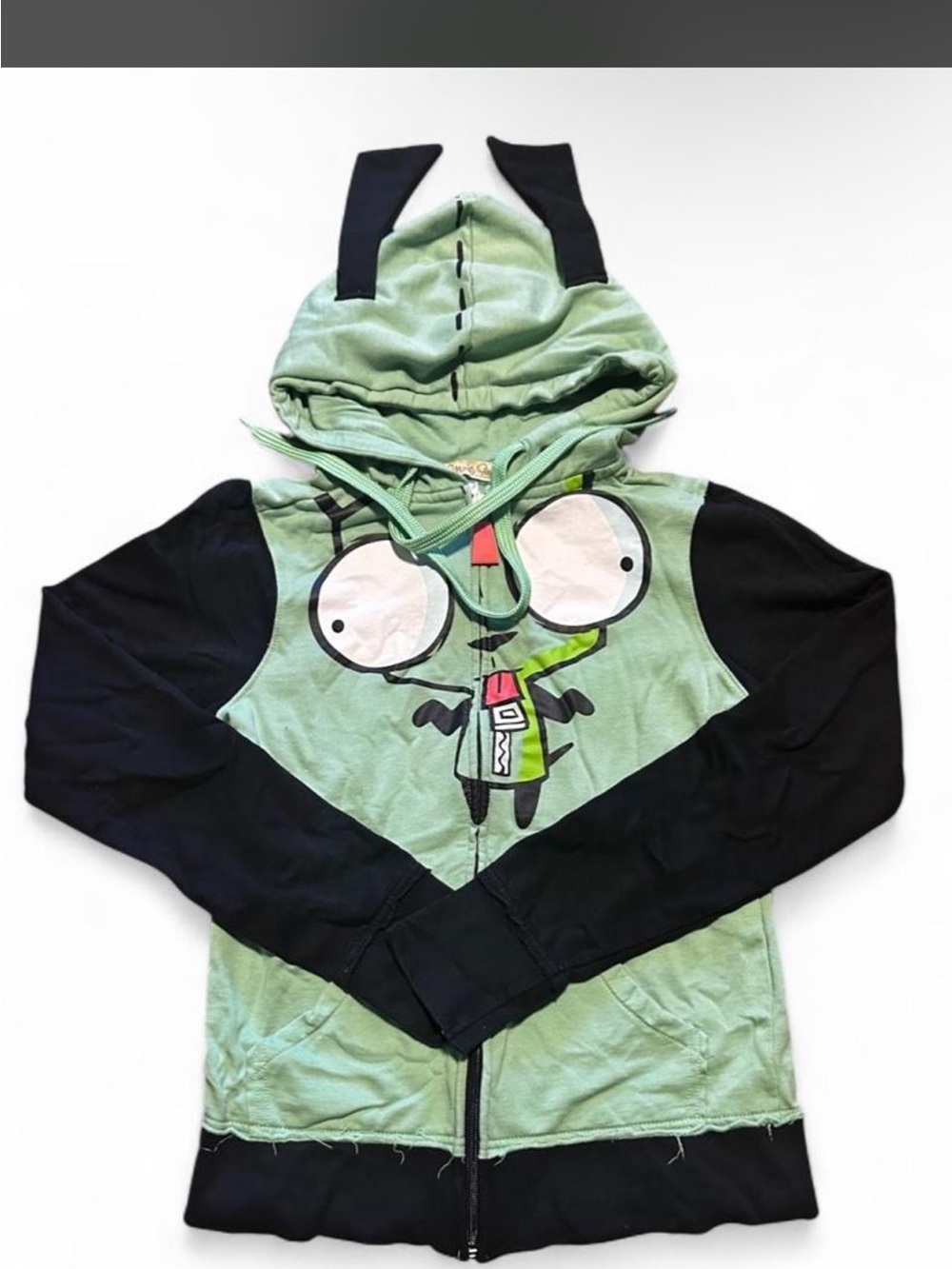 Vintage Y2K Womens small Mighty Fine x Invader Zim 2009 Cute Distressed Jacket